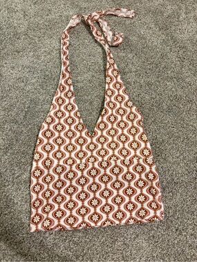 Hollister Retro Halter Tote in Rust and Cream